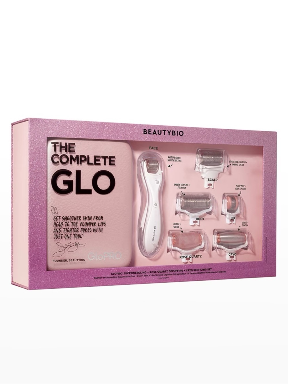 NEW BeautyBio GloPRO Complete GLO Microneedling Set Rose Quartz Cryo $464 Value